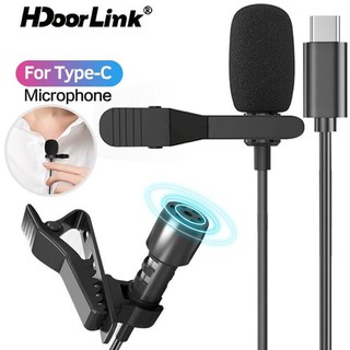 HdoorLink Mini USB Type C Audio Microphone Lapel Lavalier Mic Portable External Buttonhole Microphones for iphone Laptop
