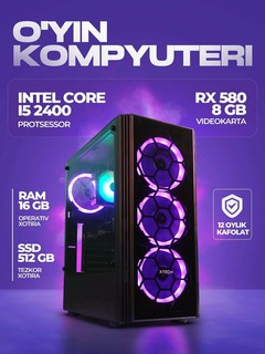 Игровой компьютер - Intel Core i5 2400, ОЗУ 16 GB, 512 SSD, RX 580 8 GB видеокарта