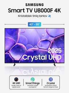 Televizor Samsung Smart TV Crystal UHD U8000F 4K 43"-55", One UI Tizen, MetalStream dizayn
