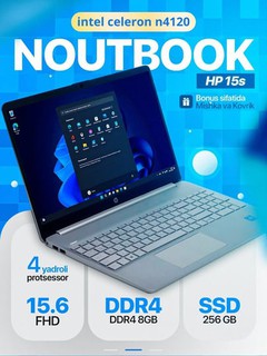 Ноутбук HP, Intel Celeron N4120,( Ядер 4 Потоков 4 ) 15.6 FHD DDR4 8GB, SSD 256GB