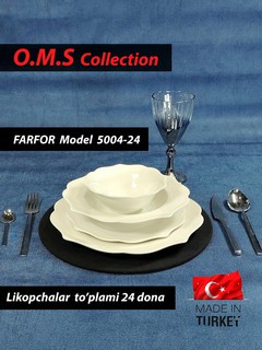Набор фарфоровых тарелок фарфоровая O. M. S,5004, 24 предмета, Прозрачный