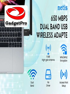 Wi-Fi USB-адаптер Netis WF2160 AC650, 650 Мбит/с, 2,4/5 ГГц, с внешней антенной 6 дБи, IEEE 802.11ac