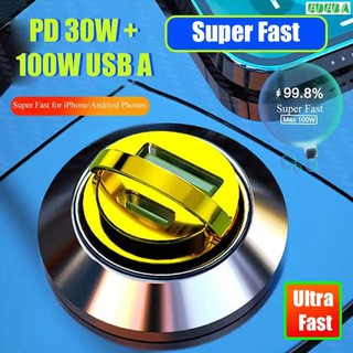 Автомобильное зарядное устройство Mini Usb 100 Вт Type C Pd 30 Вт Золото Супер быстрая зарядка для Iphone 14 Pro Max 13 12 11 Samsung Xiaomi Huawei Oneplus