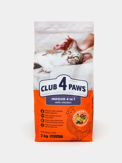 Сухой корм для кошек Club 4 Paws Chicken 4 в 1, домашний, 2 кг
