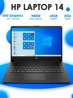 Noutbuk HP Laptop 14-dq0031dx Intel Celeron N4020 8Gb DDR4 64Gb eMMS 14" HD Wn10