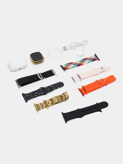 Умные часы Smart watch i20 Ultra, с беспроводной зарядкой, чехлом, 7 ремешками и Pods