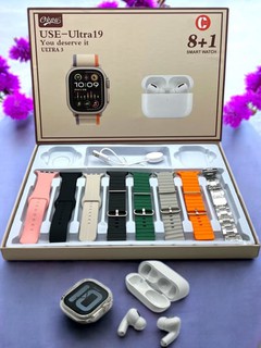 Умные часы, Smart Watch Ultra и наушники iPods pro, с 8 ремешками, подарочный набор 10 в 1