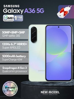 Smartfon Samsung Galaxy A36 5G, sovg‘a uchun adapter, Uzimei, 1 yillik kafolat, 120 Gs, 50 MP, 5000 mA/soat