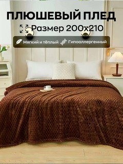 Плед велсофт, плюшевый и теплый, на кровать и на диван, 200 * 210