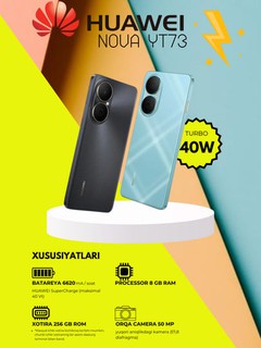 Smartfon HUAWEI nova Y73, 8/256GB, NFC,6.67' LCD, 6620 mAh, HUAWEI SuperCharge (mak 40 Vt)