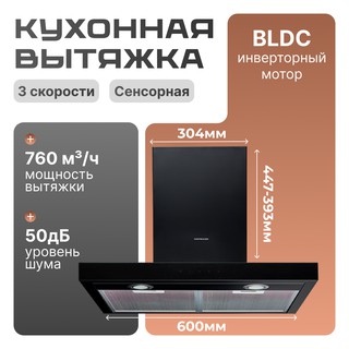 Вытяжка Hofmann SAF1308TPBK/HF , черный