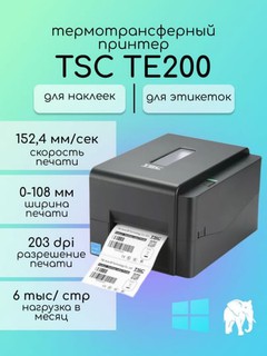 TSC TE200 Termotransfer printeri, satin, neylon va qog'ozlarga chop etadi