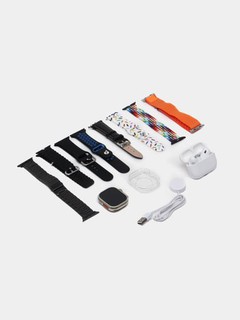 Умные часы Smart Watch X10 Ultra GS, чехол, 8 ремешков, беспроводные наушники