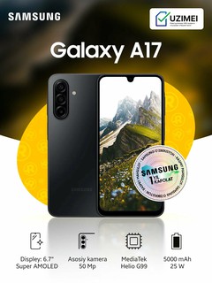 Смартфон Samsung Galaxy A17, 6GB/128GB Black, Super AMOLED, чёрный