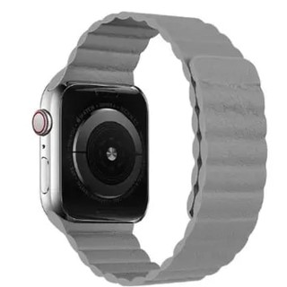 Ремешок кожаный Leather Magnet Band для iWatch 42-44mm серый