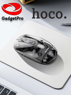 Беспроводная Bluetooth-мышь Hoco GM29, 1600 DPI, 4 кнопки, бесшумная, эргономичная, прозрачный корпус