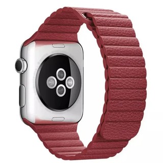 Ремешок кожаный Leather Magnet Band для iWatch 42-44mm бордовый