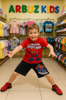 Костюм спортивный Детский комплект «Человек-паук», Spider man футболка и шорты, для мальчика