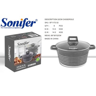 Sonifer 1172 yopishmaydigan shisha qopqoqli qaynoqga bardoshli materialdan tayyorlangan sonifier 32 sm sopol idish-qora