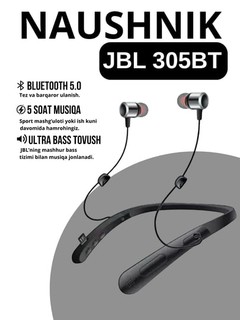 Simli quloqchinlar sport uchun, JBL Tune 305BT, bo'yin bog'li