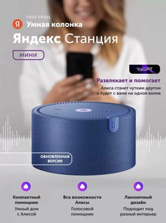 Колонка Умный Дом Яндекса "Станция Мини", без часов, голосовое управление, Алиса