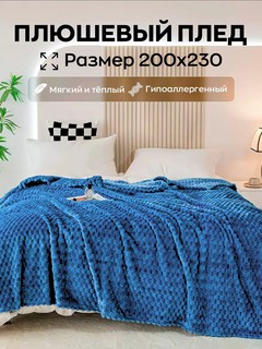 Плед велсофт, плюшевый и теплый, на кровать и на диван, 200 * 210