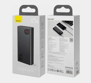 Внешний аккумулятор BASEUS Adaman Metal Digital Display Quick Charge Power Bank 20000mAh 22.5W P10021502112-01 , черный