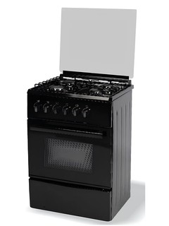 Газовая плита LP 60G-40B-ECO (F) 21 Цвет чёрный, 4 газовые конфорки, Газовый контроль в духовке, Газовая духовка.