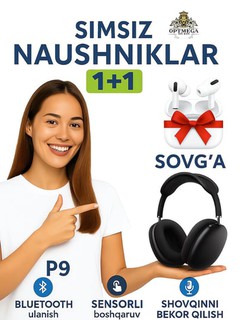 Беспроводные наушники-вкладыши APods , 1+1 наушники для iPhone и Android P9, MAX
