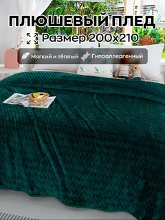 Плед велсофт, плюшевый и теплый, на кровать и на диван, 200 * 210