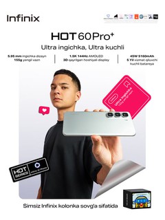Smartfon Infinix HOT 60 Pro+, 8/256 GB va sovg'aga mini kolonka