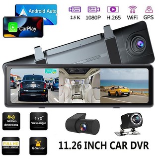 Автомобильный видеорегистратор Icreative 11,26 дюйма, 1080P, беспроводной Carplay, Android, авто, двойной объектив, WiFi, видеорегистратор, WiFi, GPS, FM, Bluetooth, циклическая запись, видеорегистратор