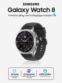 Smart soat Samsung Galaxy Watch 8 Classic — Dual-GPS, Wear OS 6, qora