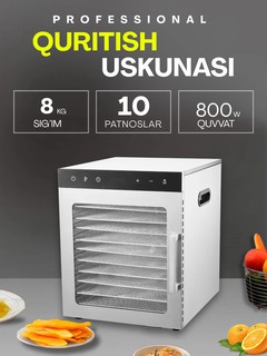 Сушилка для овощей и фруктов Uskunalar.uz US-10 / Дегидратор с 10 поддонами, 29 литров