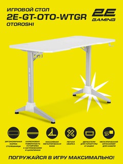 Компьютерный игровой стол 2E GAMING OTOROSHI 2E-GT-OTO-BKBL 120 x 60 см, карбон, бело-серый