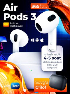 Airods 3 Дубай, Airpods 3 Dubai, беспроводные наушники, для Android и iPhone