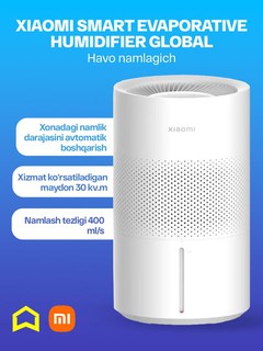 Xiaomi Smart Evaporative Humidifier aqlli havo namlagichi, versiyasi Global, 4 l