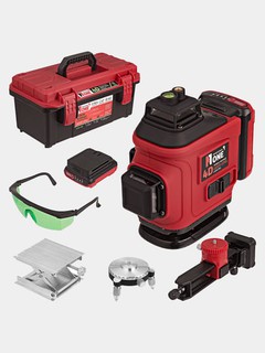 Лазерный уровень LLG16-PRO 4D, 16 лучей, 50 м, зелёный, 2 АКБ, пульт, кейс