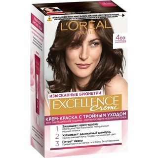 Крем-краска для волос L'Oreal Excellence Creme, тон 400 Каштановый