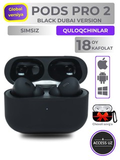 Беспроводные наушники Pods Pro 2 Dubai, черный цвет, чехол в подарок