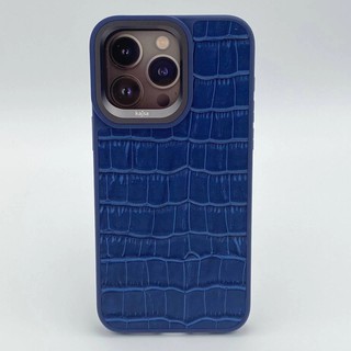 iPhone 15 Pro uchun Kajsa Croco Pattern ko'k g'ilofi