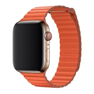 Ремешок кожаный Leather Magnet Band для iWatch 42-44mm оранжевый