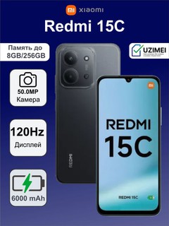 Xiaomi Redmi 15C smartfoni, 8+256 GB, 6000 mA/soat batareya, tezkor zaryadlash 33W, 120hz