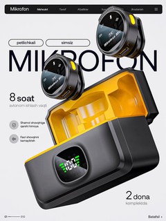 Simsiz petlichkali mikrofon, 2 tasi 1 da, iPhone va Android uchun, Type-C va Lightning