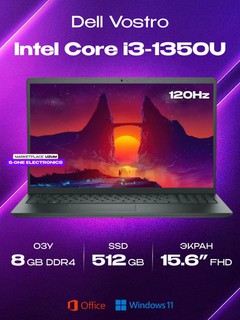 Ноутбук DELL VOSTRO I3-1305U 8GB 512GB FHD BLACK 120HZ +WINDOWS 11