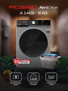 Стиральная машина Rosso AeroClean A1408 GR 8 кг Inverter, серый