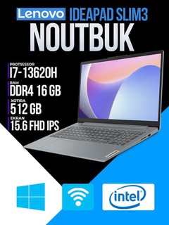 Noutbuk LENOVO IDEAPAD SLIM3 /Core i7-13620H / DDR4 16GB / SSD 512GB / 15.6 FHD IPS