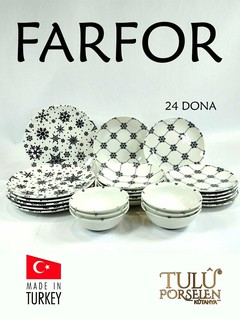 Набор фарфоровых тарелок, 24 предмета O. M. S, Синий