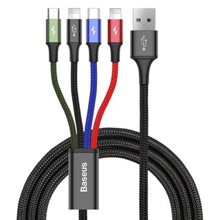 Baseus Rapid Series 4 in 1 USB to Lightning(2x)+Type-C+Micro 1.2m kabeli