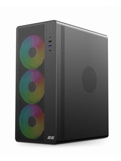 Компьютерный корпус 2E 2E-V510B с блоком питания на 600 Вт, 4 кулера, ATX, Mid Tower, подсветка, закалённое стекло
